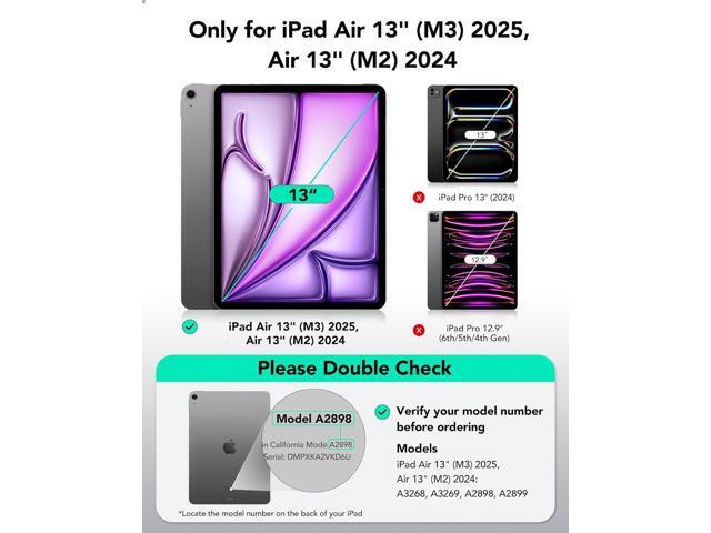 ESR for iPad Air 13 Inch Case (2025/2024) M3/M2, Removable Magnetic Cover, Adjustable Portrait/Landscape Stand with Raised Screen View, 9 Standing...