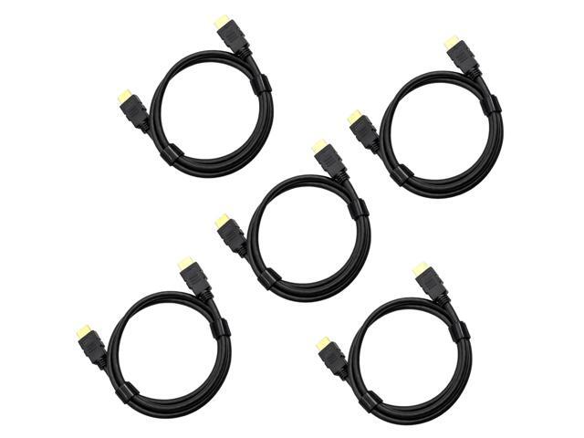 4K HDMI Cable 6 ft 5-Pack - 18Gbps High Speed HDR, 2160P, 1080P, 4K@60Hz 2.0 HDMI Cord Black - Audio Return(ARC) Compatible UHD TV, Blu-Ray, Xbox,...