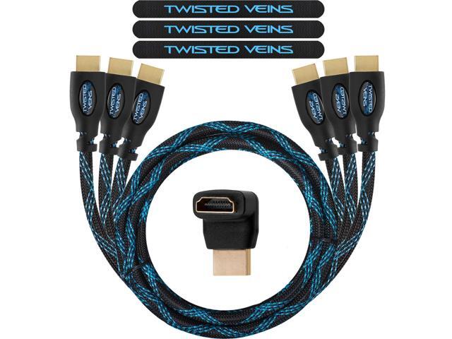 HDMI Cable 6 ft, 3-Pack, Premium HDMI Braided Cord Type High Speed with Ethernet, Supports HDMI 2.0b 4K 60hz HDR and ARC