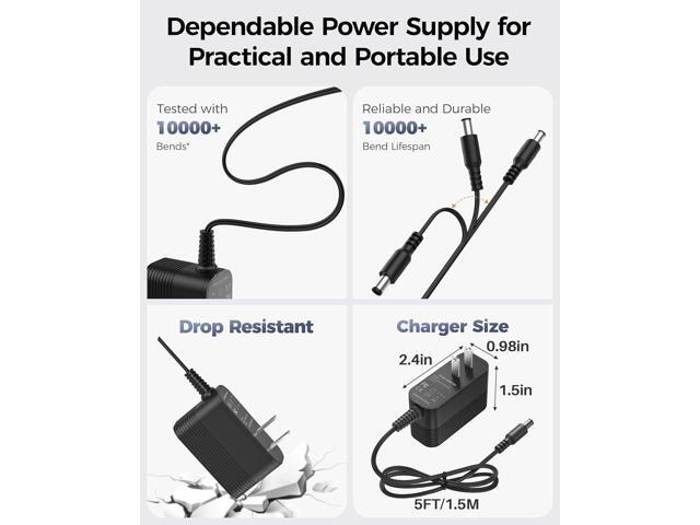12V Power Supply AC Adapter 12 Volt Charger Universal Power Adapter for DC in 12V Power Cord with 10 Interchangeable Jacks for 1000mA 900mA 800mA...