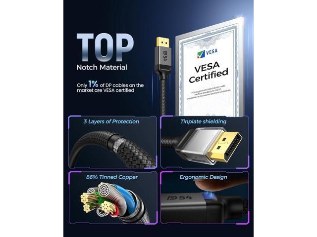 Silkland 54Gbps DisplayPort Cable 2.1 [VESA Certified], DP 2.1 Cable [16K@30Hz, 8K@120Hz, 4K@240Hz 165Hz 144Hz] HDR, HDCP DSC 1.2a, Compatible...