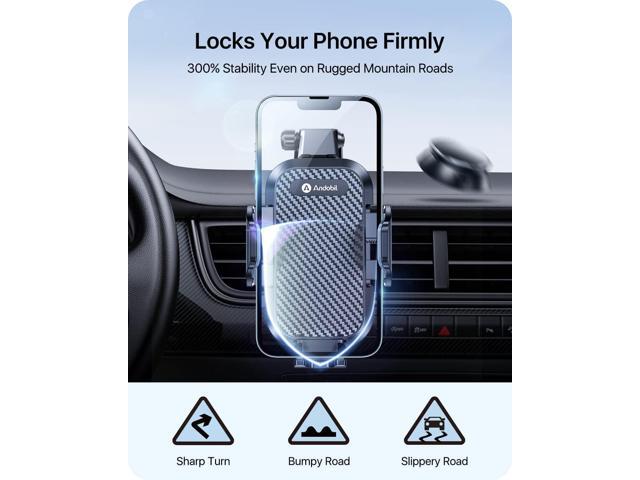 andobil Car Phone Holder, 2025 Military-Grade 85lbs Strongest Suction Phone Holders for Your Car Dashboard/Windshield/Vent Easy Clamp Cellphone...