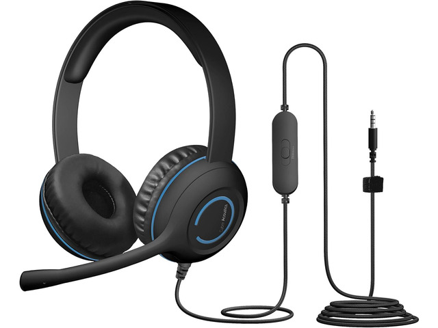 Cyber Acoustics AC-5002 3.5mm Stereo Headset with Durable TuffCord Made with 60% Recycled Plastic, Durable for K-12 Classrooms or Home,...