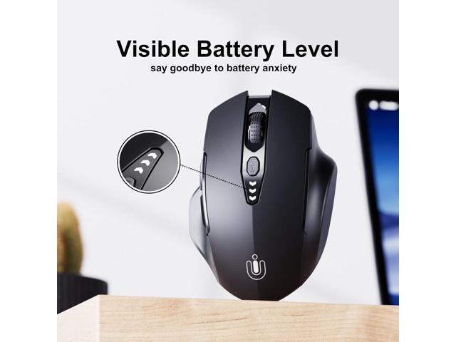 Wireless Bluetooth Mouse,[Upgraded] Rechargeable (BT 5.0/4.0+2.4G Hz),Computer Mouse with Visible Battery Level, 4 Adjustable DPI, Portable PC...
