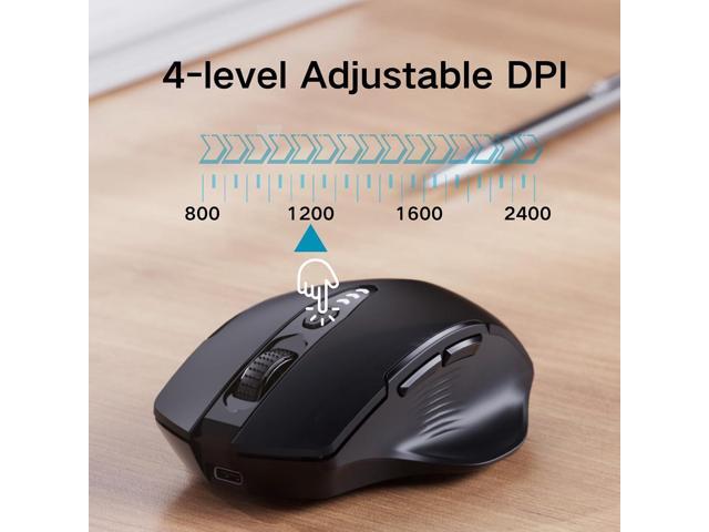 Wireless Bluetooth Mouse,[Upgraded] Rechargeable (BT 5.0/4.0+2.4G Hz),Computer Mouse with Visible Battery Level, 4 Adjustable DPI, Portable PC...