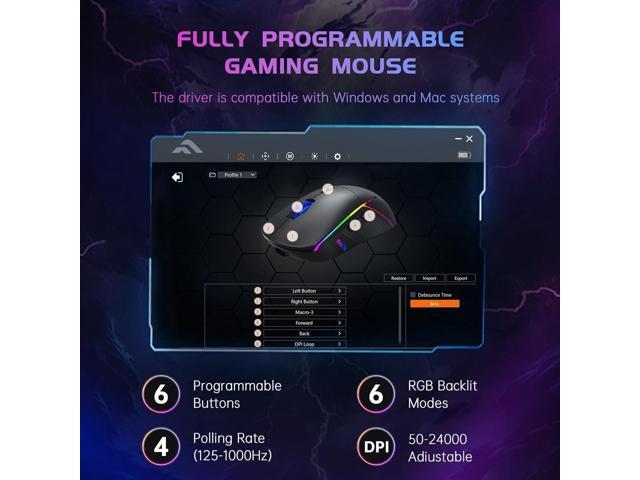 FFJ Wireless Gaming Mouse, 24000 DPI, Tri-Mode 2.4G/USB-C/Bluetooth 5.3 Gaming Mouse Wireless, RGB Programmable Mouse Gamer, 75Hrs Battery Life,...