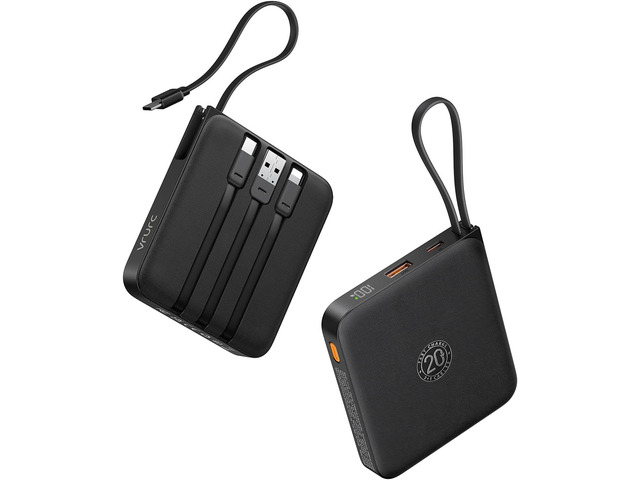 VRURC Portable Charger with Built-in Cable, 10000mAh 22.5W Fast Charging USB C Battery Pack, Cell Phone Power Bank for iPhone 17 16 15 Series...