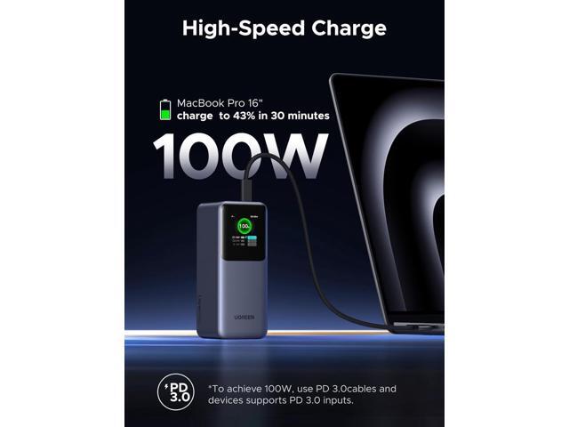 UGREEN Nexode Power Bank 20000mAh 130W Portable Charger 72Wh PD Fast Charging 3-Port USB C Battery Pack with TFT Smart Display for...