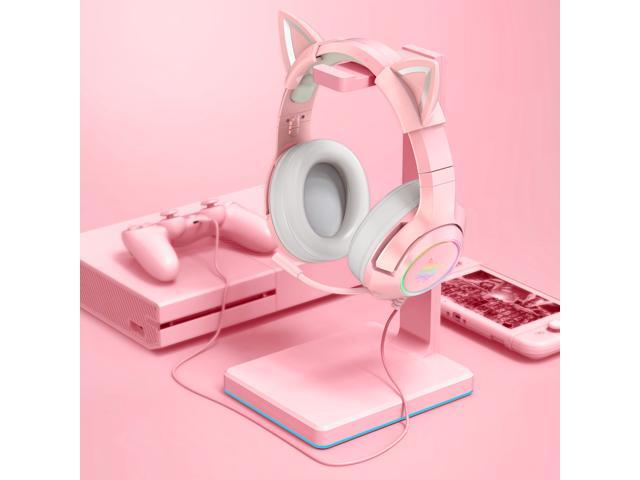K9 Gaming Headset with Removable Cat Ears, for PS5, PS4, Nintendo Switch, PC, with Surround Sound, RGB LED Light & Noise Canceling Retractable...