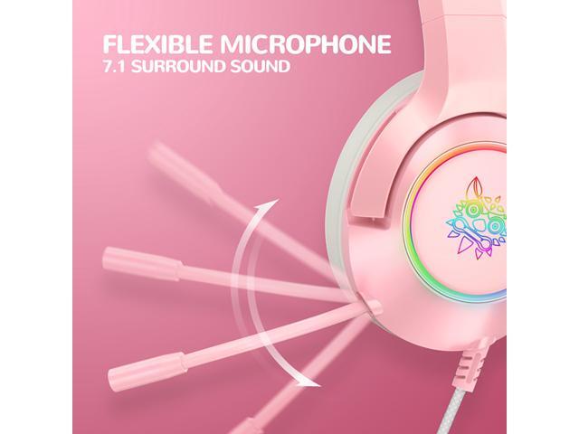 K9 Gaming Headset with Removable Cat Ears, for PS5, PS4, Nintendo Switch, PC, with Surround Sound, RGB LED Light & Noise Canceling Retractable...