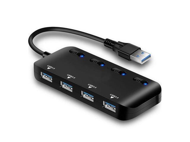 USB Hub 3.0 Splitter, Ultra Speed USB3.0 4 Ports Hub with Switch