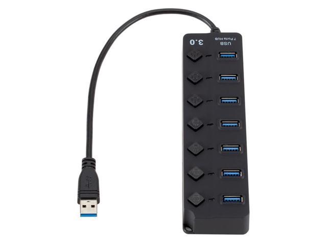 USB Hub 3.0 Splitter, 7 Ports USB 3.0 High Speed Multi Hub Expansion with Switch for PC & Laptop