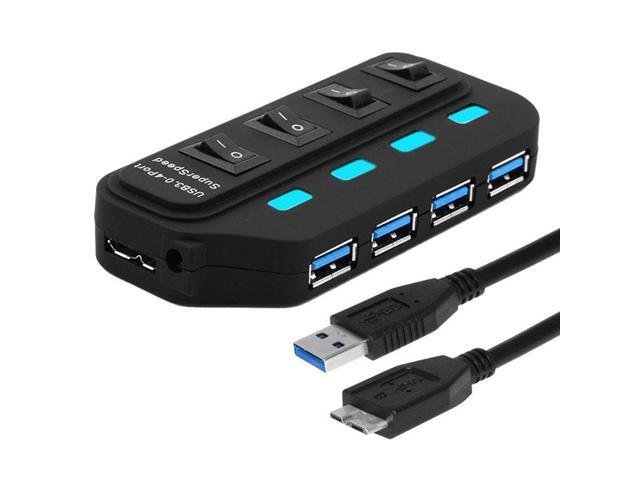 USB Hub 3.0 Splitter, 4 Ports USB 3.0 Hub with Individual Switches for each Data Transfer Ports