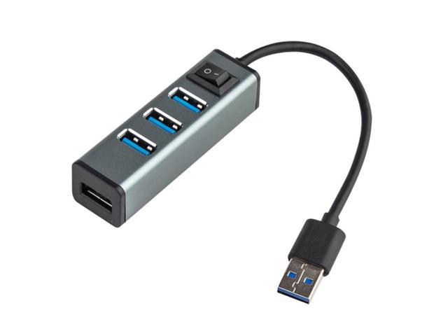 USB to 4 USB 3.0 Ports Aluminum Alloy HUB with Switch