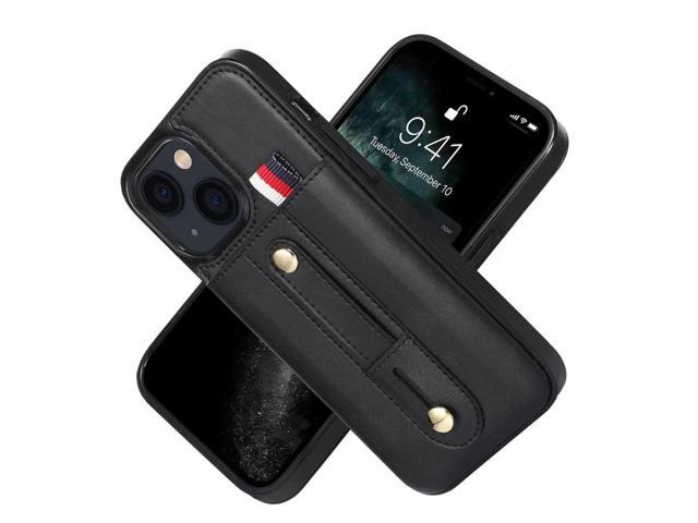 For iPhone 14 Wristband Kickstand Wallet Leather Phone Case