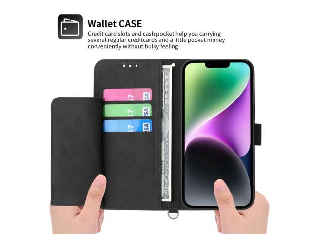 For iPhone 14 Skin-feel Flowers Embossed Wallet Leather Phone Case