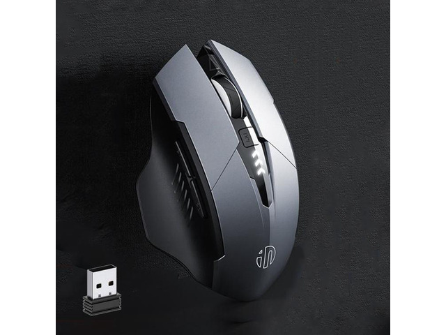 Inphic A1 6 Keys 1000/1200/1600 DPI Home Gaming Wireless Mechanical Mouse, Colour: Gray Wireless+Bluetooth 4.0+Bluetooth 5.0 Gray...