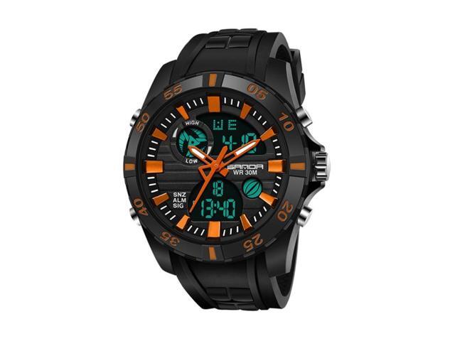 SANDA 791 Watch Genuine Fashion Sports Multifunction Electronic Watch Popular Men luminous Wrist Watch(Yellow) (Orange)