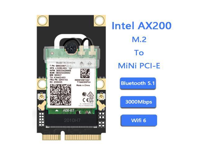 Wireless Mini PCI-E Wi-Fi 6 Intel AX200 Adapter Kit 2974Mbps Bluetooth 5.0 M.2 To Mini PCI Express Full Wifi Card AX200NGW 802.11ax/ac 160Mhz...