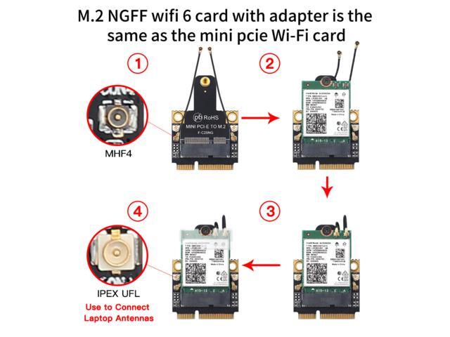 Wireless Mini PCI-E Wi-Fi 6 Intel AX200 Adapter Kit 2974Mbps Bluetooth 5.0 M.2 To Mini PCI Express Full Wifi Card AX200NGW 802.11ax/ac 160Mhz...