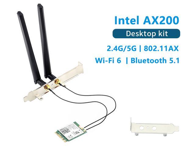 3000Mbps Dual Band Wi-Fi 6 Intel AX200 Gig+ Desktop Kit Bluetooth 5.1 For M.2 2230 Key E Wireless Adapter AX200NGW NGFF Network Card, 2.4Ghz/5Ghz,...