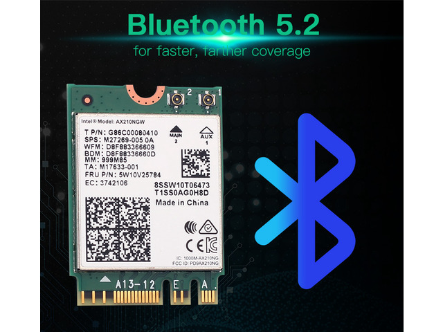 Teday 3000Mbps WiFi 6E Intel AX210 Bluetooth 5.2 M.2 2230 Key E WiFi 6 Card 2.4G/5Ghz/6Ghz With IPEX4 Antennas Wireless AX210NGW 802.11ac/ax WiFi...