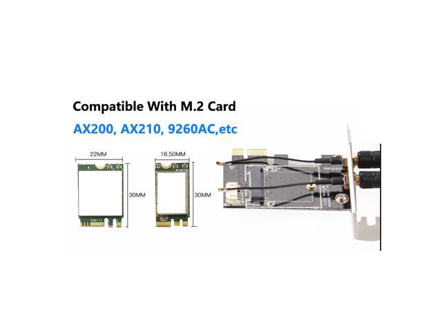 M.2 To PCI Express Wireless Adapter Converter with 2x Antenna NGFF M.2 WiFi Bluetooth Card For Intel AX210 AX200 9260 8265 8260 BCM94352Z DW1560