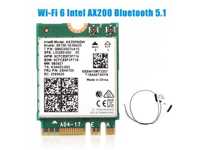 3000Mbps WiFi 6 Intel AX200 Bluetooth 5.1 M.2 Key E Card IPEX4 Antennas, Wireless AX200NGW Dual Band 2.4Ghz/5Ghz 802.11ac/ax WiFi Network Adapter,.