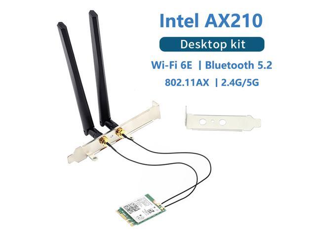Bluetooth 5.2 Wi-Fi 6E Intel AX210 Card 3000Mbps 2.4Ghz 5Ghz 6Ghz M.2 2230 Key E Desktop Kit Wireless Adapter AX210NGW 802.11ax/ac Support MU-MIMO...