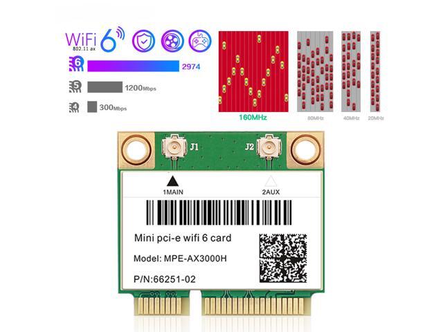 Mini PCIE Wi-Fi 6 Bluetooth 5.0 MPE-AX3000 WifI Card Wireless Dual Band 3000Mbps Half Mini PCI-E Network Wlan WIFI Card, 802.11ax/ac 2.4Ghz/5Ghz...