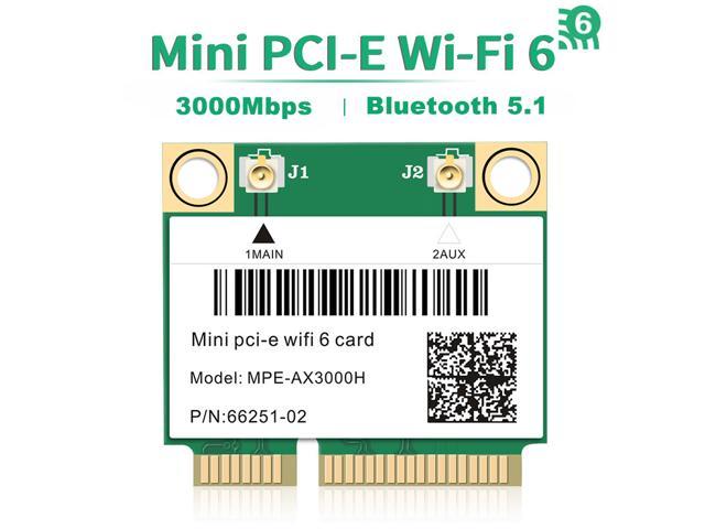 Mini PCIE Wi-Fi 6 Bluetooth 5.0 MPE-AX3000 WifI Card Wireless Dual Band 3000Mbps Half Mini PCI-E Network Wlan WIFI Card, 802.11ax/ac 2.4Ghz/5Ghz.