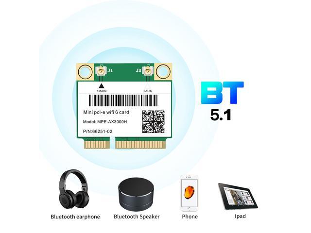 Mini PCIE Wi-Fi 6 Bluetooth 5.0 MPE-AX3000 WifI Card Wireless Dual Band 3000Mbps Half Mini PCI-E Network Wlan WIFI Card, 802.11ax/ac 2.4Ghz/5Ghz...