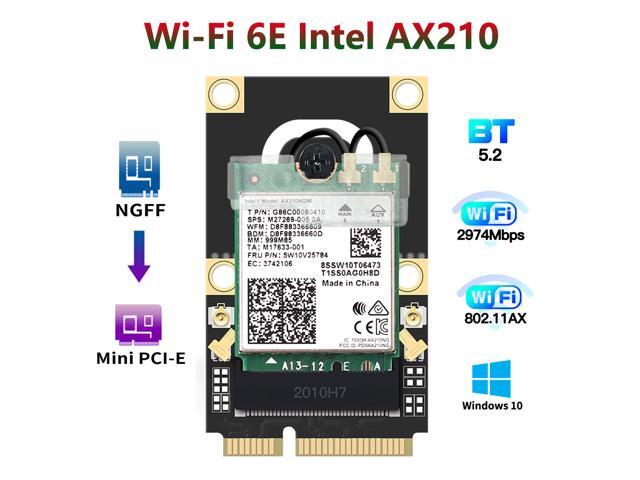 Wi-Fi 6E Mini PCI-E Intel AX210 Dual Band 2974Mbps Wireless Adapter Wifi Card Bluetooth 5.2 802.11ax 2.4G/5G/6G Than Intel AX200 For Laptop