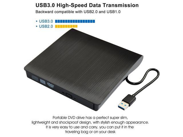 External Optical CD Drive, USB 3.0 Portable CD/DVD +/-RW Slim DVD/CD ROM Rewriter Burner Reader Player For Laptop Desktop PC dvd burner dvd...