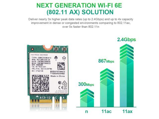 10DB Antenna Set Wi-Fi 6E Intel AX210 Bluetooth 5.2 + 3000Mbps 2.4Ghz 5Ghz 6Ghz M.2 2230 Key E Desktop Kit Wireless Adapter AX210NGW WiFi 6 Card...