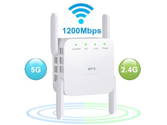 AC1200 Dual Band WiFi Range Extender, Wi-Fi Repeater / Access Point / Router / Media Bridge with 4 High Gain External Antenna 1200Mmbps Wifi.