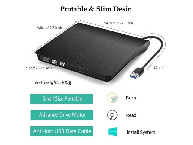 External Optical CD Drive, USB 3.0 Portable CD/DVD +/-RW Slim DVD/CD ROM Rewriter Burner Reader Player For Laptop Desktop PC dvd burner dvd...