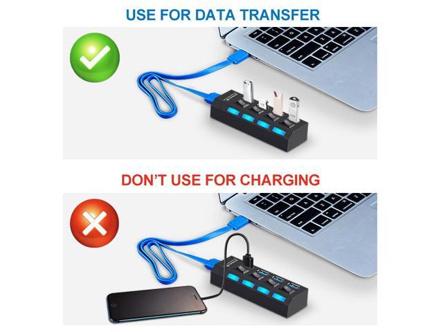 4 Port USB 3.0 Hub Powered USB Data Hub Extender Aluminum USB Splitter with Individual On/Off Switches