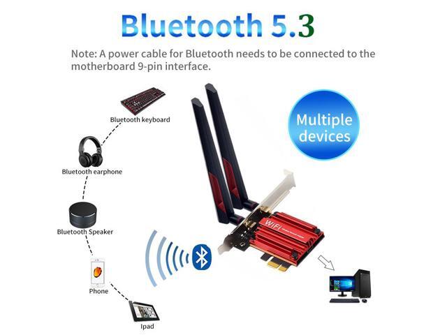 10DB Antennas WIFI 6E PCIE Adapter Intel AX210 Bluetooth 5.3 Wireless 5374Mbps 2 In 1 Tri band 2.4G/5G/6Ghz WifI 6 Network Card For PC Desktop...