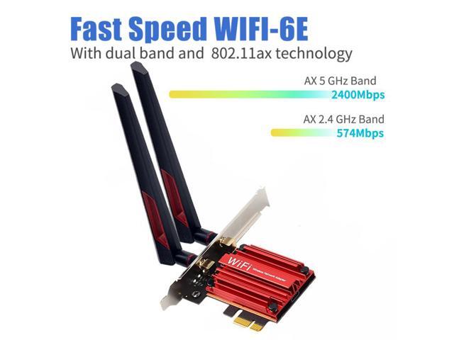 10DB Antennas WIFI 6E PCIE Adapter Intel AX210 Bluetooth 5.3 Wireless 5374Mbps 2 In 1 Tri band 2.4G/5G/6Ghz WifI 6 Network Card For PC Desktop...