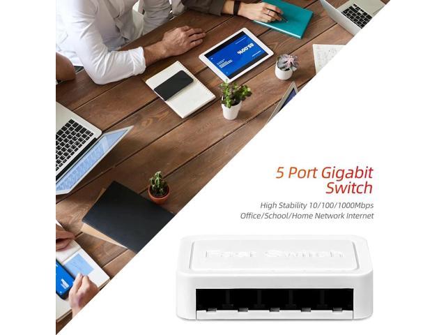 TelDaykemei 10/100 / 1000Mbps Mini Gigabit Network Switch 5 Port Ethernet Switch Internet Splitter Desktop RJ45 Hub