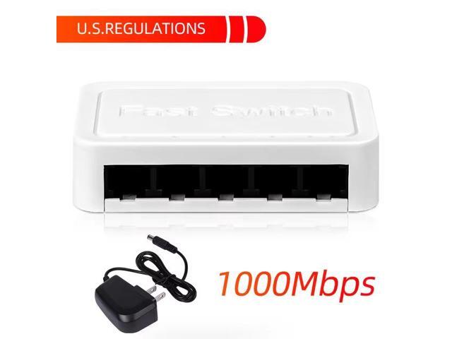 TelDaykemei 10/100 / 1000Mbps Mini Gigabit Network Switch 5 Port Ethernet Switch Internet Splitter Desktop RJ45 Hub