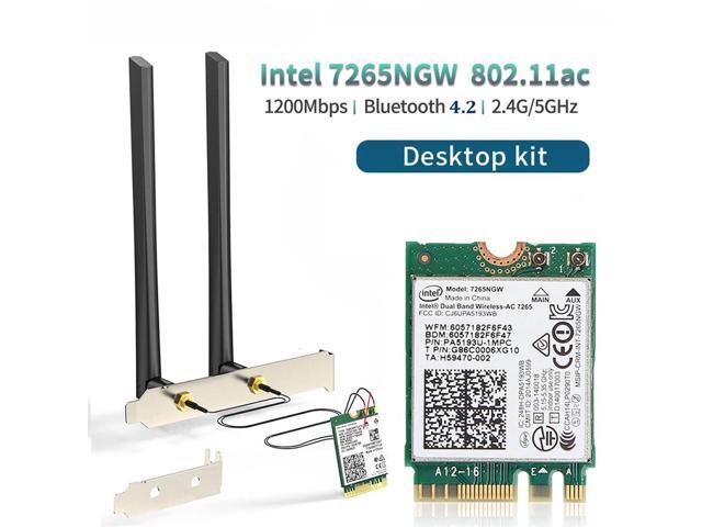 TelDaykemei WiFi Adapter For PC Desktop 7265NGW 1200Mbps Bluetooth 4.2 M.2 Desktop Kit 802.11AC Dual Band 2.4G 5G Wireless Card For PC 6DB External...
