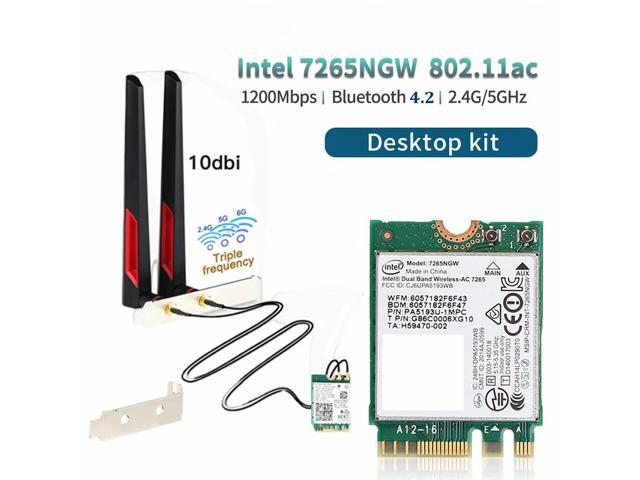 TelDaykemei WiFi Adapter For PC Desktop 7265NGW 1200Mbps Bluetooth 4.2 M.2 Desktop Kit 802.11AC Dual Band 2.4G 5G Wireless Card For PC 10DB...