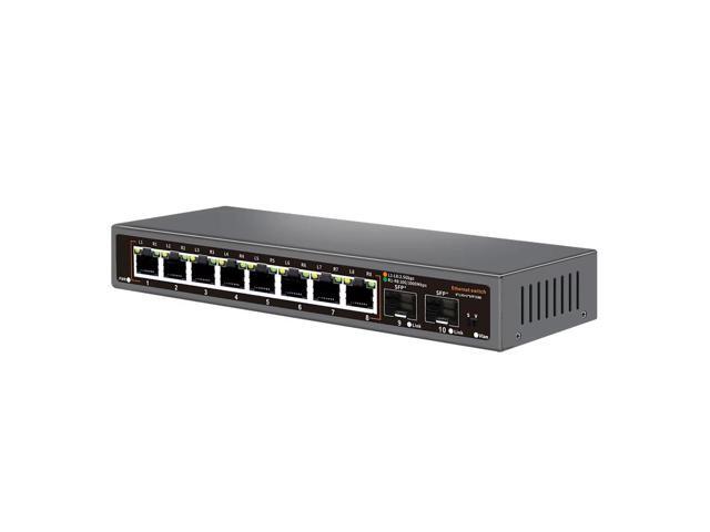 TelDaykemei 8+2 Ports 2.5G Ethernet Network Switch 2500BASE-TX Switch with 2*10G SFP Port for IP Camera/CCTV Security