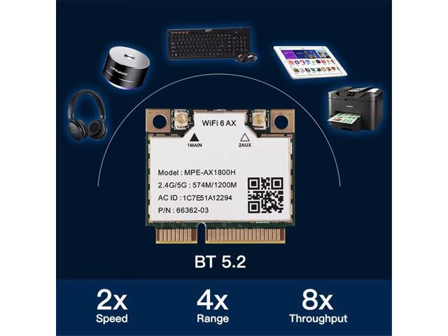 TelDaykemei Wi-Fi 6 MT792 Dual Band WiFi 6 Bluetooth 5.2 Card For Mini pcie Adapter Wireless Adapter 2.4G/5Ghz For Laptop/PC
