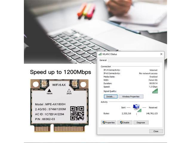 TelDaykemei Wi-Fi 6 MT792 Dual Band WiFi 6 Bluetooth 5.2 Card For Mini pcie Adapter Wireless Adapter 2.4G/5Ghz For Laptop/PC