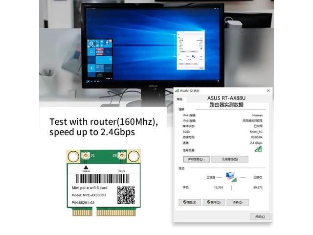 TelDaykemei Wifi 6 3000Mbps Bluetooth 5.2 Mini PCI-E Card For AX200 AX200HMW Wireless Adapter MPE-AX3000H For Laptop Win 10 11 60CM Built-in antenna