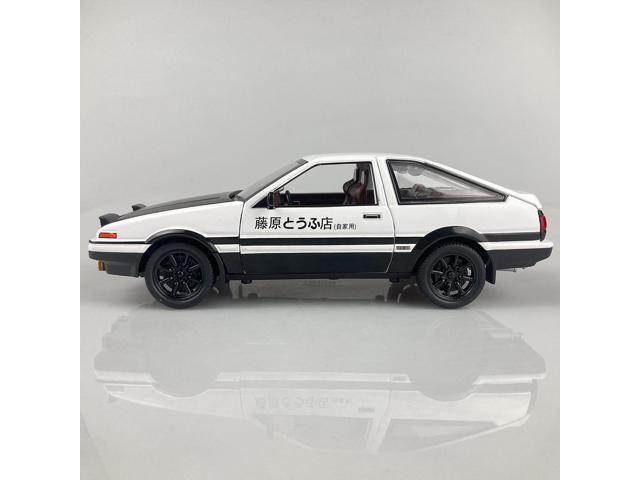MiniAuto 1:20 Scale Initial D Trueno AE86 Sprinter Alloy Diecast Model Pop-up Headlights the Drift Car of Fujiwara Takumi (Black & White)
