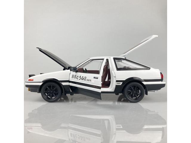 MiniAuto 1:20 Scale Initial D Trueno AE86 Sprinter Alloy Diecast Model Pop-up Headlights the Drift Car of Fujiwara Takumi (Black & White)